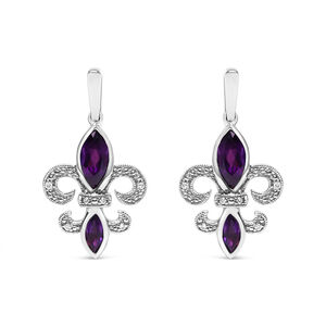.925 Sterling Silver Marquise Cut Amethyst